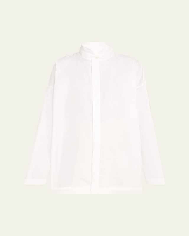 Slim A-Line Double Stand Collar Shirt with Stepped Insert (Long Length)